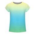 thumbnail image 4 of Pompotops Femmes Décontracté Dégradé Couleur Manches Courtes T-Shirt Tunique Chemisier Tops, 4 of 5