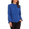 thumbnail image 1 of INSPIRE CHIC Blouse Haut à Col Montant à Volants Boutonné à Manches Longues pour Femme TP Bleu Royal, 1 of 6