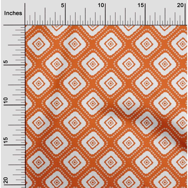 oneOone Polyester Lycra Orange Fabric Geometric Bandhani Sewing Material Print Fabric By The Yard 56 Inch Wide
