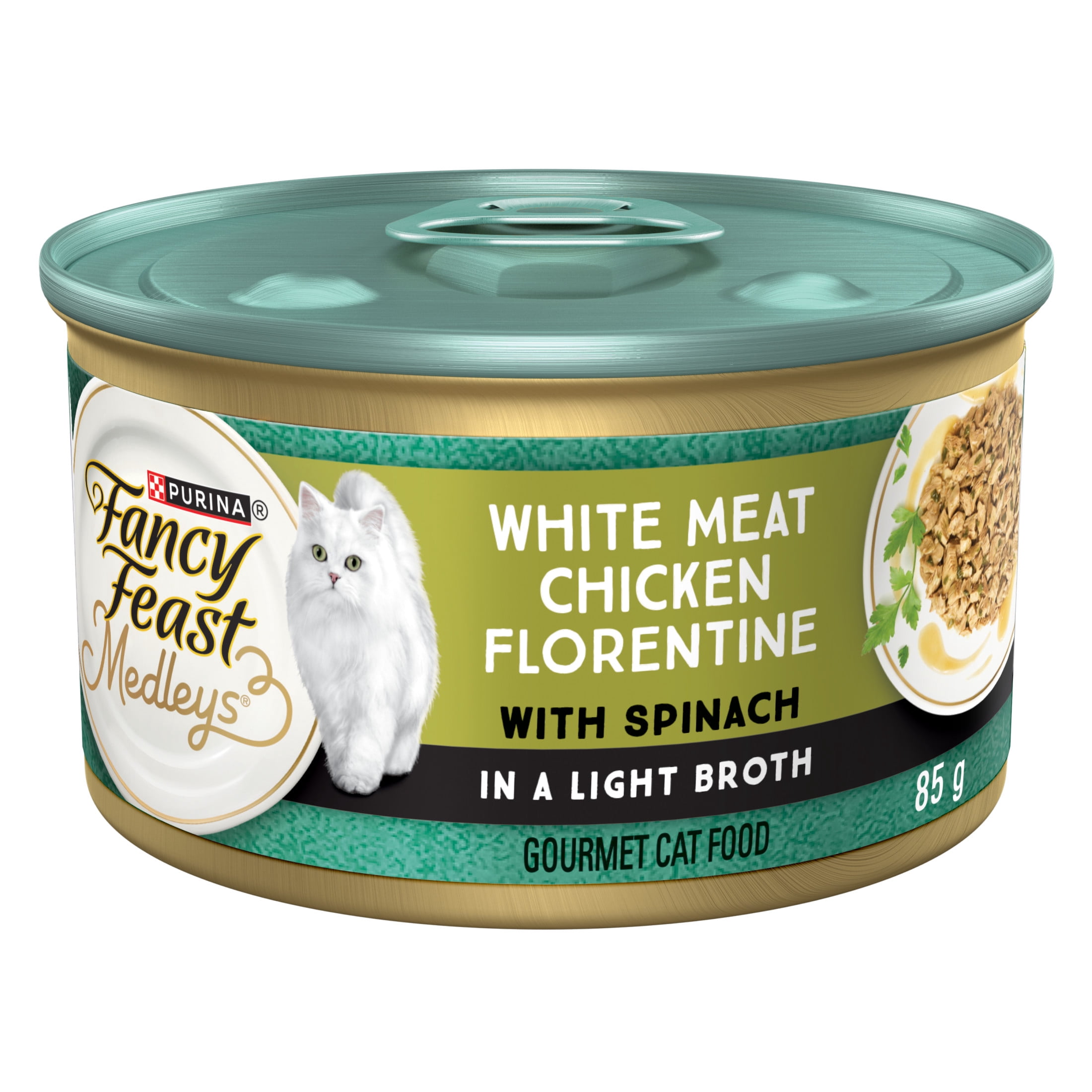 Fancy Feast Medleys White Meat Chicken Florentine in a Light Broth, Wet Cat Food 85 g