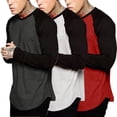 thumbnail image 2 of Men Baseball Long Sleeve Crew Fashion Sports Team Jersey Raglan Tops Autumn Spring Patchwork Tops, 2 of 4