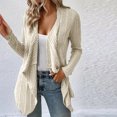 thumbnail image 2 of Yuyuzo Cardigan for Women Long Sleeve Open Front Ribbed Hem Solid Color Cardigan Casual Fall Coats, 2 of 6