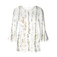 thumbnail image 4 of Womens Tops Ladies Top Floral Print V-Neck Short Sleeve Button T-Shirt Beige L, 4 of 5