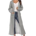 thumbnail image 1 of Yuyuzo Womens Maxi Cardigans Long Sleeve Open Front Ribble Knit Solid Color Sweater Outwear Coat Cardigan, 1 of 5