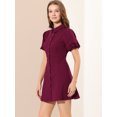 thumbnail image 4 of INSPIRE CHIC Robe en Denim pour Femme à Manches Courtes Bouffantes, Robe Chemise à Boutons, 4 of 6