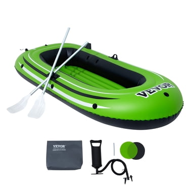 VEVOR Bateau Gonflable, Bateau de Pêche Gonflable pour 2 Personnes, Radeau/kayak Bateau Portable en PVC Robuste, Comprend des Avirons en Aluminium de 45,6 Po, une Pompe à Haut Débit et des Supports de Canne à Pêche, Capacité de 500 lb pour Adultes, Enfants