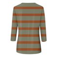 thumbnail image 4 of Annhoo Hauts d'Automne pour Femmes 2025 Mode Manches 3/4 Col Ras du Cou Chandails à Enfiler Chemises Décontractées Confort Blouses à Rayures Imprimées, 4 of 4