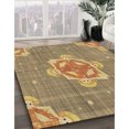 thumbnail image 3 of Ahgly Tapis Rond Lavable en Machine Intérieur Transitionnel Marron Clair, 6 Pieds Rond, 3 of 7