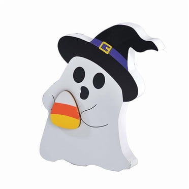YIMWNYI Cute Ghost Figurine for Halloween Desktop Decor, Wooden Ghost Decoration, Halloween Home Decor, Adorable Ghost Centerpiece, Perfect Gift for Halloween Lovers, Festive Wooden Decoration