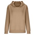 thumbnail image 4 of IROINID T-Shirt à Manches Longues en Polyester Réduit pour Femmes, Quotidien, Couleur Unie, Chandail à Capuchon, Chandails, Hauts, Blouse, Chandail à Capuchon Ample, Kaki, 4 of 9