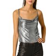thumbnail image 1 of INSPIRE CHIC Camisole à Bretelles Spaghetti Métallisée Scintillante à Col Bénitier pour Femme, 1 of 6