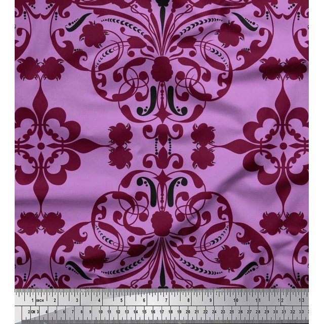 Soimoi Moss Georgette Fabric Moroccan Damask Decor Fabric Printed Yard 42 Inch Wide