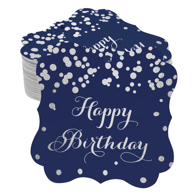 Inkdotpot Pack Of 100 Real Silver Foil Bracket Shape Paper Tags Happy Birthday Favor Hang Tags