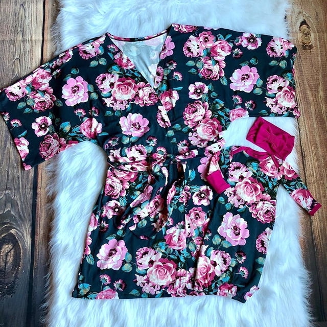 Family Flower Matching Robe And Swaddle Set Mother & Baby Pajamas Sleepsack