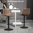 thumbnail image 4 of HOMCOM Tabourets de Bar Réglables 2 Pcs Hauteur Comptoir Tabouret de Comptoir de Cuisine Brun, 4 of 9