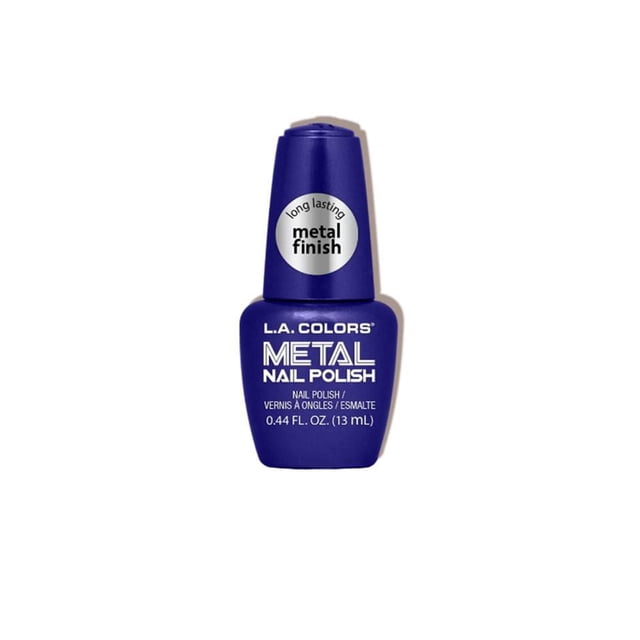 Vernis à Ongles Métallisé par L.A. COLORS en Bouteille Bleue de 0,44 fl oz (13 ml) avec Étiquette de Fini Métallique Longue Tenue sur le Capuchon, Idéal pour le Soin des Ongles avec un Effet Métallique Éclatant et une Finition Audacieuse.