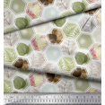 thumbnail image 2 of Soimoi Georgette Viscose Fabric Geometric & Leaves Patchwork Printed Craft Fabric by The Yard 42 Inch Wide, 2 of 3