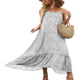 thumbnail image 3 of Women‘s Summer Sleeveless Dress Floral Patterns Ruffled Neckline High-low Hem Cute Dress, 3 of 6