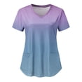 thumbnail image 1 of TopLLC Women's Gradient Ombre V-Neck Short Sleeve Scrub Top, 1 of 3