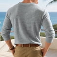 thumbnail image 4 of Wdfiry Men's Tops Solid Color Loose Plus Size Henley Tshirt Comfortable Fall Button Crewneck Long Sleeve Undershirts, 4 of 5