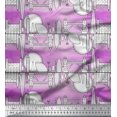 thumbnail image 1 of Soimoi Purple Cotton Poplin Fabric London Theme Architectural Printed Fabric 1 Yard 42 Inch Wide, 1 of 3