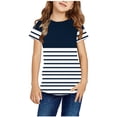 thumbnail image 1 of Meichang T-Shirts à Rayures pour Enfants T-Shirts Graphiques Tendance Manches Courtes Col Rond Hauts d'Été Décontractés Coupe Ample Chandails Légers à Enfiler pour 3-14 Ans, 1 of 5