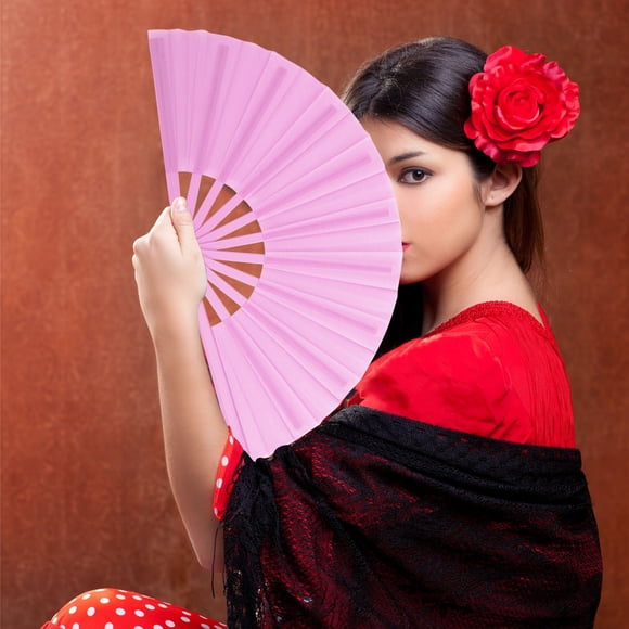 33cm Glitter Fan With Bag Kung Funny Fan Group Fan Magnetic Suction Folding Fan Ancient Fan Children's Dance Hanfu Fan Student Folding Fan Dance