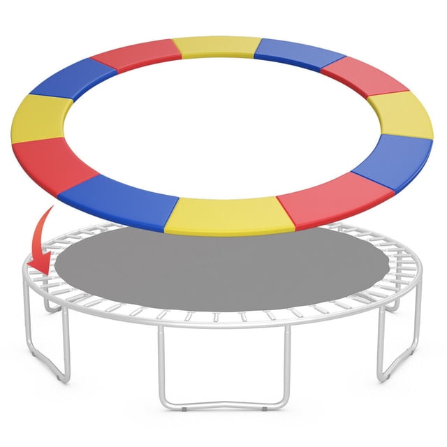 Gymax Coussin de Sécurité de Remplacement pour Trampoline 14 Pi, Cadre de Rebond, Housse Imperméable à Ressort