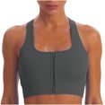 thumbnail image 2 of ylioge Sports Bras for Women Front Closure Zipper High-Impact Ribbed Wireless Push-Up Stretchy Racerback Solid Comfort Workout Underwear Bralettes, 2 of 4
