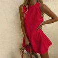 thumbnail image 4 of JUNWELL Bureau Dame Robe Couleur Unie Ondulée Bord Été Doux Slim-fitting Mini Robe pour Porter Tous les Jours, 4 of 6
