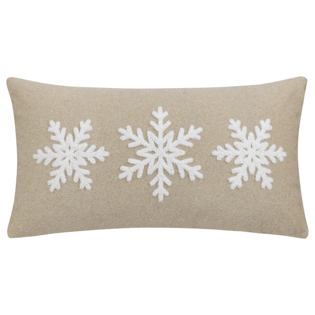 Bouclair Light Beige Leanie Snowflake Lumbar Pillow