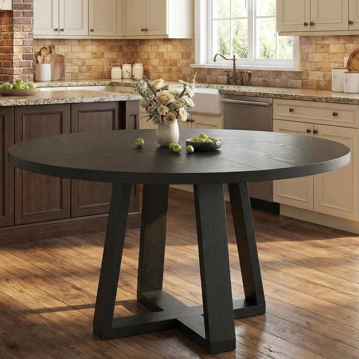 Dining Table, Kitchen Table, Round Dining Room Table for Kitchen, 47" Round Table for Dining Room, Black(Table Only)