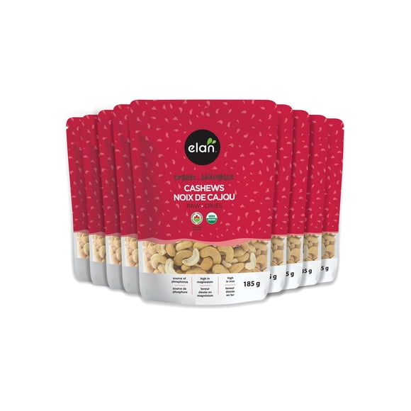 ELAN Organic Raw Cashews (GMO & Gluten Free), 8 Count, 185g