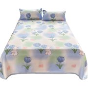 Bed Sheets Full Ice Silk Bedding Three Piece Set Breathable Soft Bed Sheet Luxurious Silk Bed Sheet and Pillowcase Realistic and Interesting Patterns Bedding Sets Full