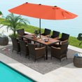 thumbnail image 4 of Costway Ensemble de Salle à Manger de Patio 11 Pcs avec Parasol de Patio Double Face de 15 Pi (Base Incluse) Orange, 4 of 10