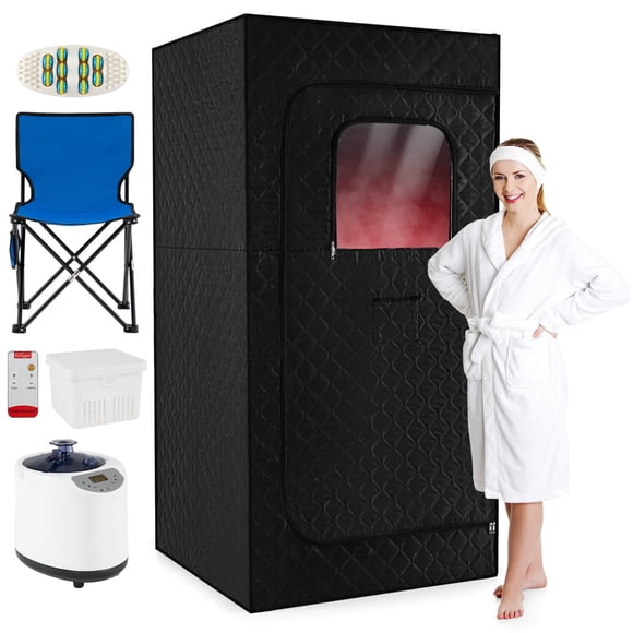 Costway Portable Steam Sauna Box, Extra-Large 35" x 35" x 71" Tent,Personal Home Spa Black