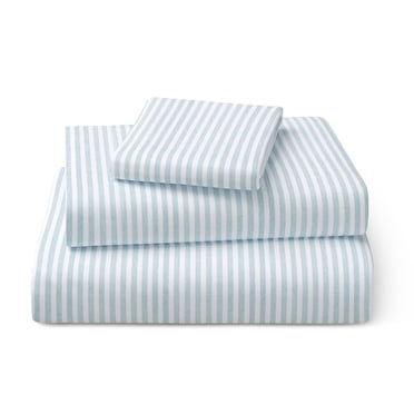 Mainstays Kids Microfiber Bed Sheet Set, Twin, Aqua Stripe, 3 Pieces