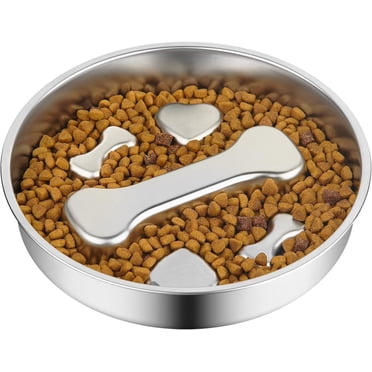 Bol pour Chien à Alimentation Lente - Bol de Nourriture en Acier Inoxydable pour Chien, Assiette en Métal Antidérapante, Support de Nourriture pour Chiot Ou Chat, Fournitures pour Animaux, Plat de Labyrinthe pour Petites et Moyennes Races