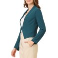 thumbnail image 4 of INSPIRE CHIC Blazer de Travail de Bureau pour Femme Sans Col Veste de Complet d'Affaires Décontractée Blazer Court G Bleu Paon, 4 of 8
