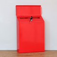 thumbnail image 4 of Iron Vertical Mailbox Hanging Wall Mounted Suggestion Drop Box Secured Paperwork Newspapers Magazines Holder Postbox Case Porch Room , Red, 4 of 7