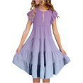 thumbnail image 1 of FhsagQ Robes Filles Été Dégradé Col Rond Manches Volantées Ligne à Étages Robe Décontractée Respirante Confortable Robe Ludique pour Enfants Tout-Petits Fête d'Anniversaire Tenue Quotidienne Violet 8-9 Ans, 1 of 5