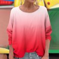 thumbnail image 2 of WRKEKC T-Shirts à Manches Longues pour Femmes, Chemises à Manches Longues pour Femmes, T-shirt Tendance Confortable à Manches Longues à Col Rond Dégradé Imprimé pour Femmes Grande Taille, 2 of 6