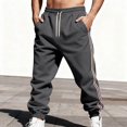thumbnail image 1 of Ceisia Men Solid Color Loose Casual Pants Elastic Waist Drawstring Sports Gift Work Trousers, 1 of 9