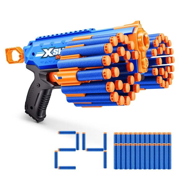 Pistolet à fléchettes XSHOT Insanity Manic Blaster de ZURU pour l'extérieur, avec 24 Fléchettes à poche d'air, pour les enfants de 8 ans et plus.