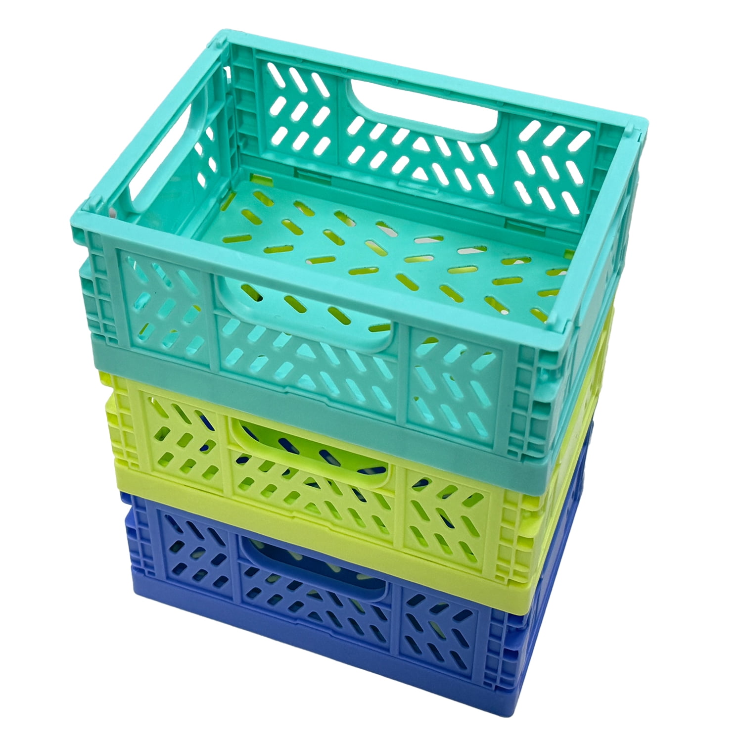 Pen+Gear Mini Collapsible Crate, Assorted Blue Colors,Plastic Materials, Size 5.51" x 4.13" x 2.28"