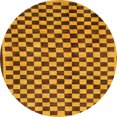 thumbnail image 1 of Ahgly Company Tapis d'Intérieur Ronds Abstraits Orange à Carreaux, 6 Pieds Rond, 1 of 6