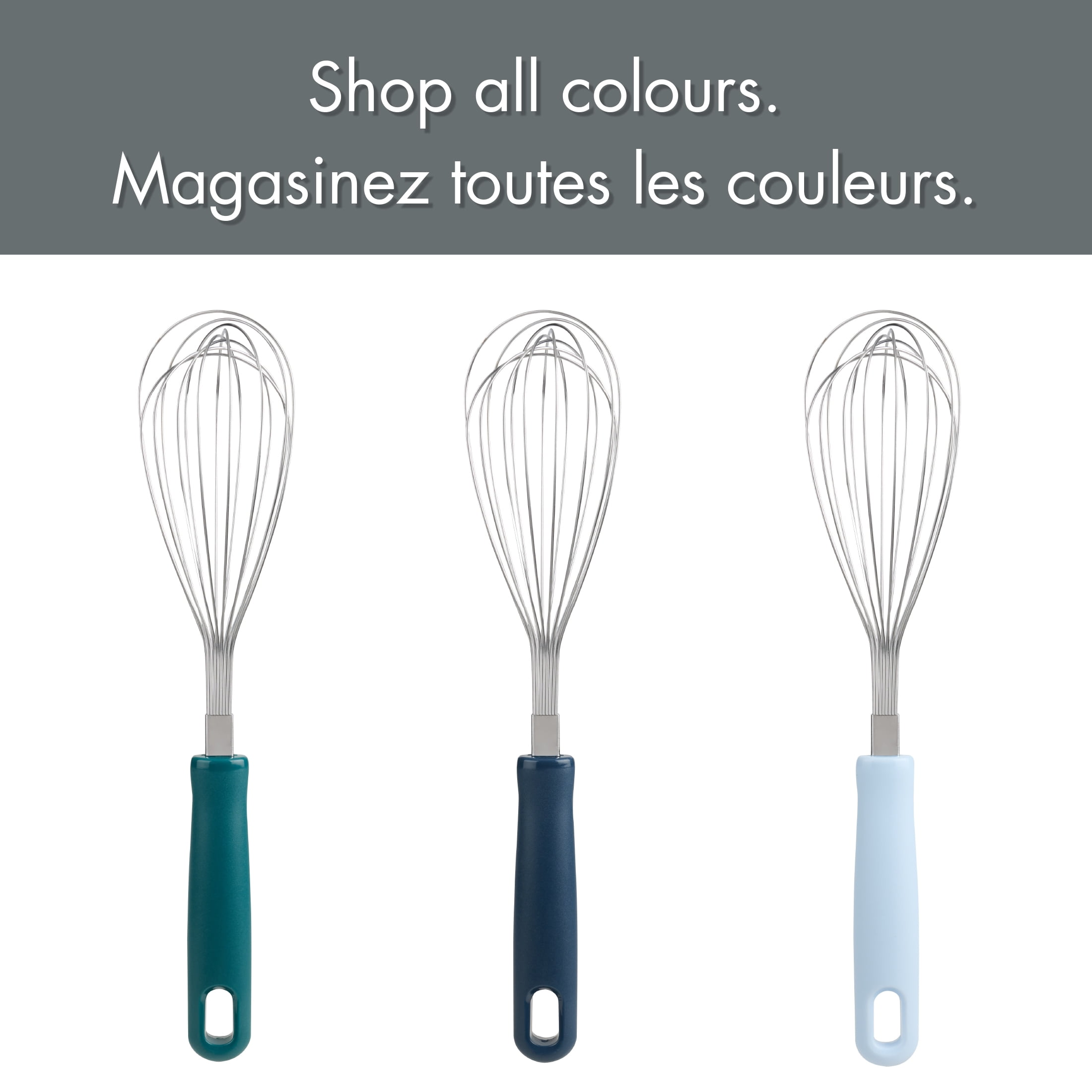 Fouet ballon Mainstays en acier inoxydable 29 cm, 14 fils, Ustensile de cuisine, Marine