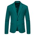 thumbnail image 2 of DPTALR Homme Décontracté Uni Blazer à un Bouton Col Rabattu Complet Manches Longues Veste, 2 of 9