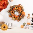 thumbnail image 1 of Northlight Shaved Wood Sunflowers and Wheat Small Artificial Fall Harvest Wreath - 12" - Unlit, 1 of 6