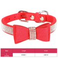 thumbnail image 4 of Collier pour Chat en Microfibre Suède Double Nœud Papillon Cristal Étincelant Strass Rouge G 50x2.5cm Fourniture pour Animaux, 4 of 5